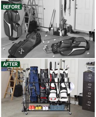 LTMATE 4 Golf Bag Storage Organizer, Extra Large Golf Storage Stand for Golf Bag Accessories, Golf Storage Rack for Garage, Golf Club, Basement