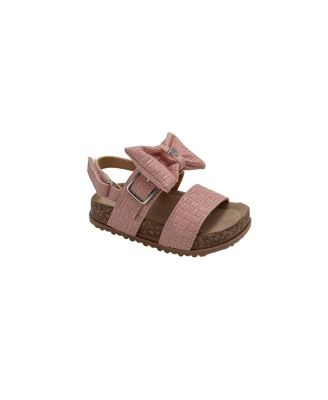 Little Girls Sandals – Cute Footbed Sandals and Flat Summer Shoes with Puffy Bow