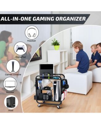 Gaming Station Organizer, Metal Game Controller Holder, Video Game Console Storage Rack, Game Organizer Storage