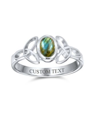 Celtic Iridescent Labradorite Stone Trinity Knot Triquetra Ring .925 Sterling Silver