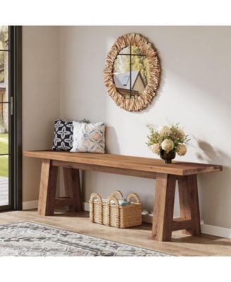 55" Solid Wood Bench, Farmhouse Long Entryway Bench, Bed of Bench