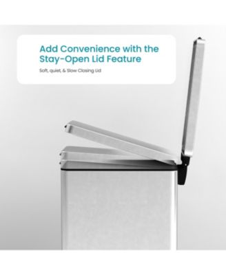 12 Gallon Slim Stainless Steel Kitchen Trash Can with Step Pedal and Soft Close Lid