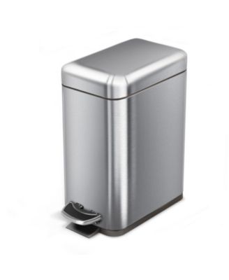 1.3 Gallon Slim Stainless Steel Trash Can with Step on Pedal and Soft Close Lid