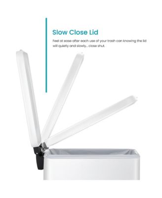 4 Gallon Slim Stainless Steel Kitchen Trash Can with Step Pedal and Soft Close Lid.