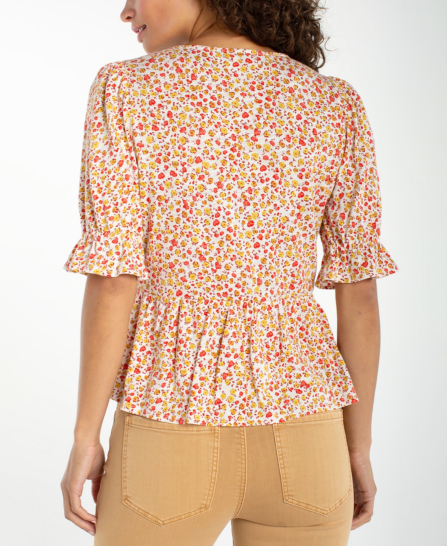 Женская блузка Liverpool Los Angeles Petite Square Neck Puff-Sleeve Blouse, цвет: Pristine Mutli — фото 3