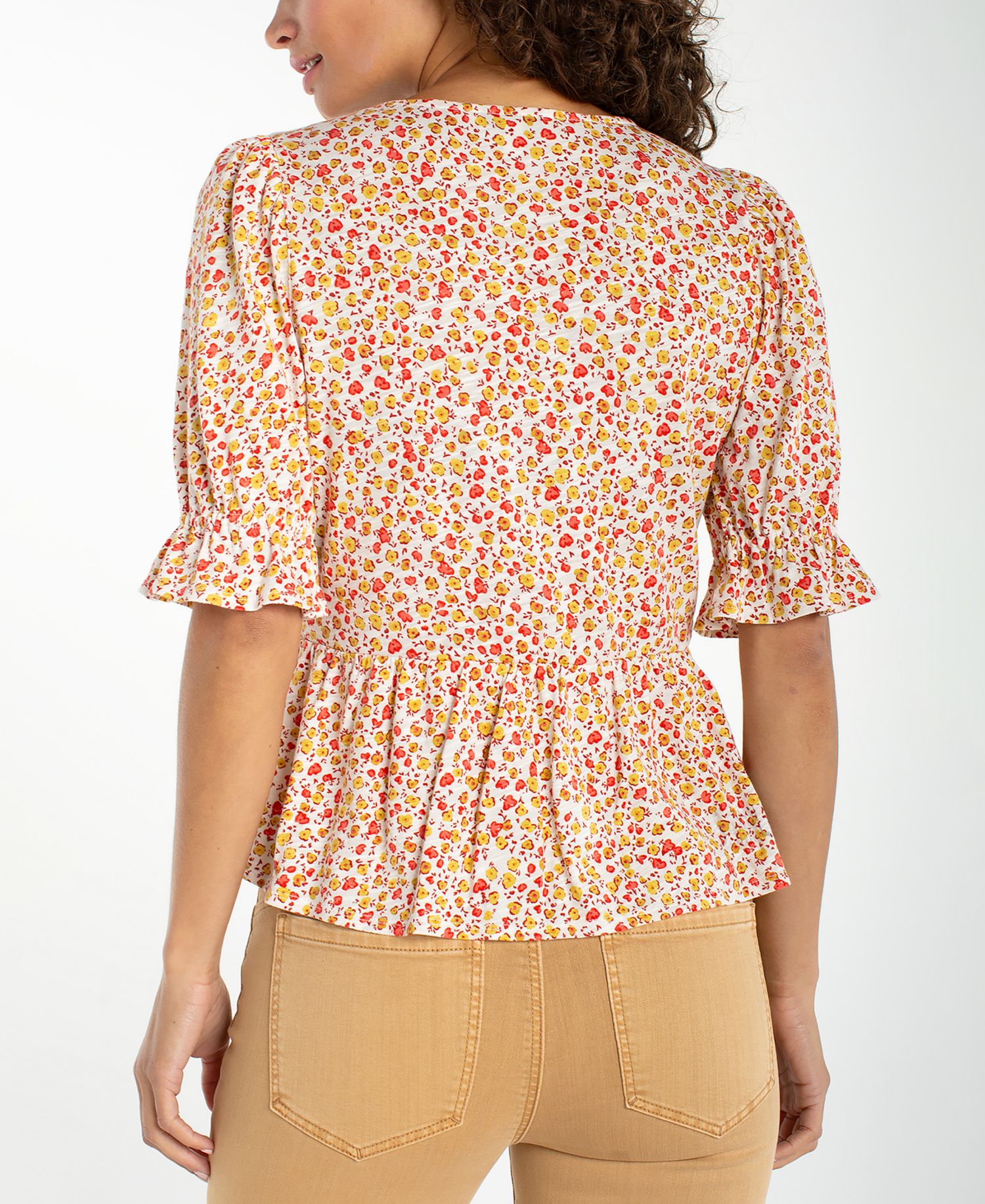 Petite Square Neck Puff-Sleeve Blouse