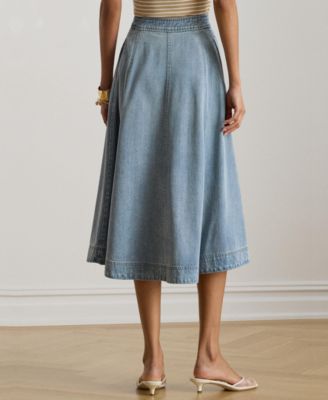 Women's Button-Front Denim Midi Skirt