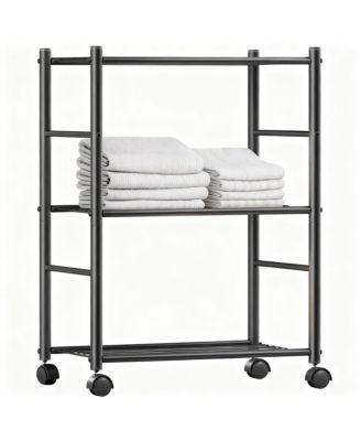 3 Tier Metal Shelving Unit with Wheels - Space-saving, Sturdy, Anti-rust