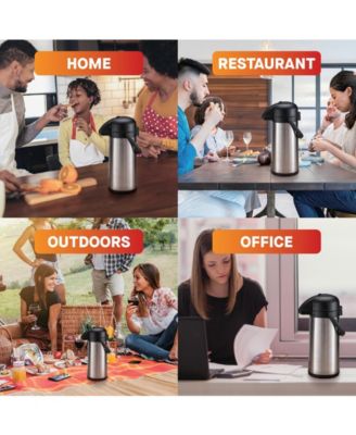 Thermal Coffee Carafe Dispenser 85 oz: Insulated Hot/Cold Stainless Steel