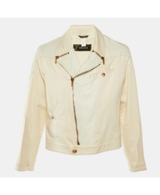 Men's Vintage Leather & Cotton Zip Up Jacket