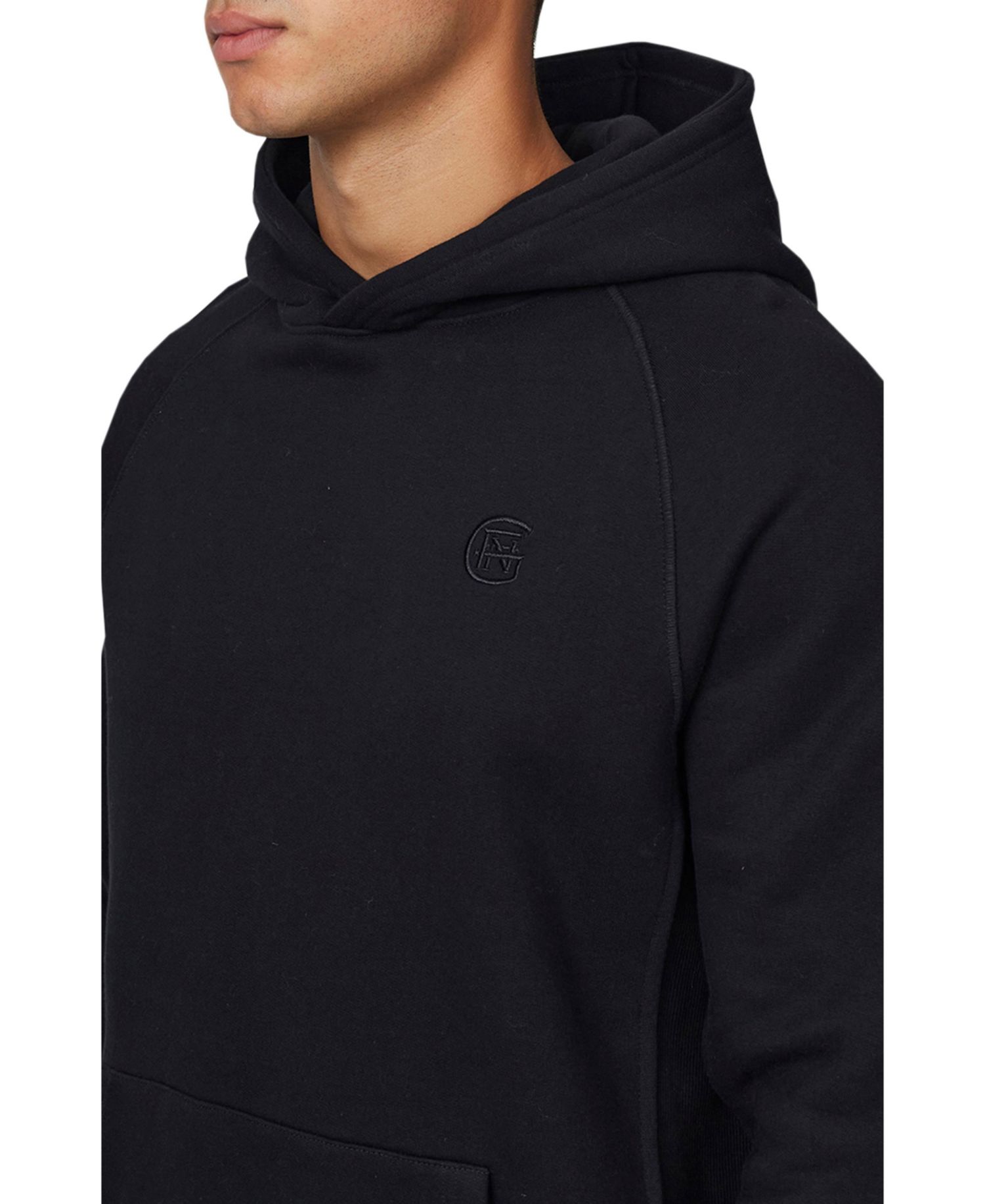 Men's Ribbed Emblem Pullover Hoodie