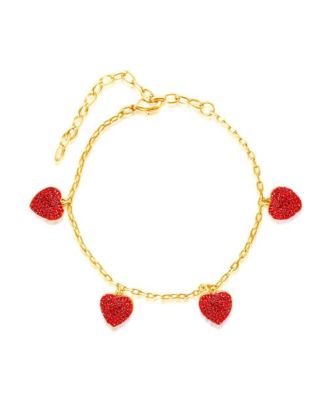 Girls 18K Yellow Gold Plated Heart Charm Bracelet