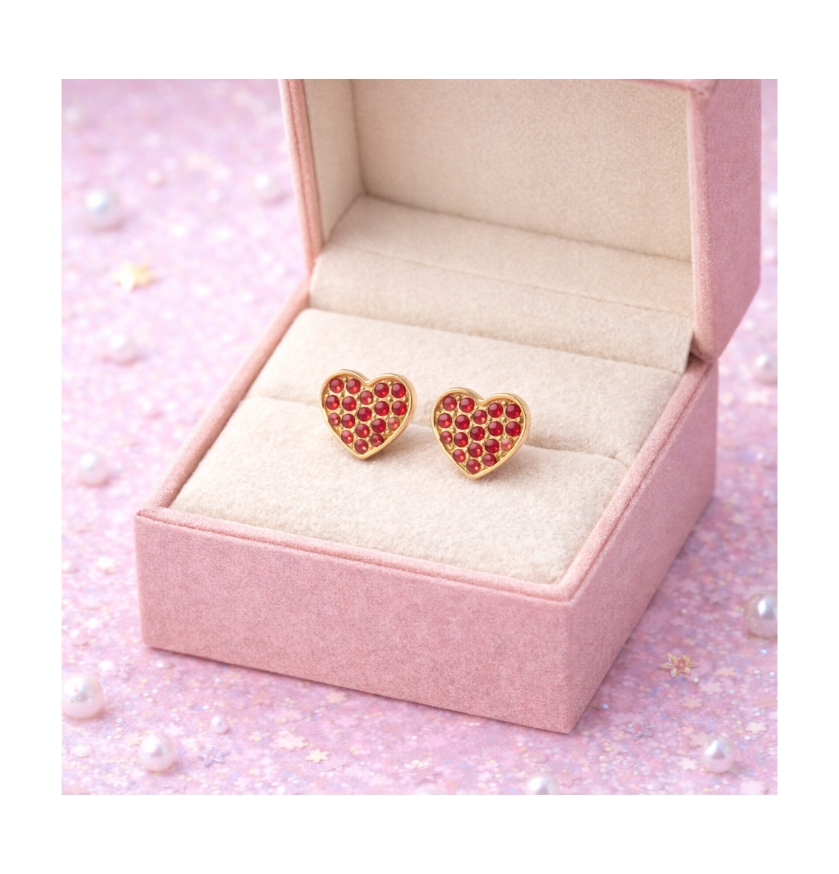 Chanteur Girls 18K Heart Earrings with Sterling Silver Screwbacks