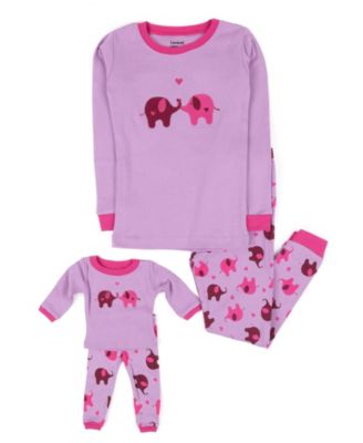 Toddler Girls Matching Doll Snug-Fit Cotton Long Sleeve All-Over Animal Print Pajamas