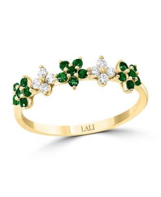 Ruby (3/8 ct. t.w.) & Diamond (1/6 ct. t.w.) Five Flower Ring in 14k Yellow Gold (Also in White Gold and Rose Gold)