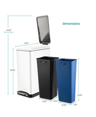 13 Gallon Dual Compartment Stainless Steel Kitchen Trash Can with Step Pedal and Soft Close Lid