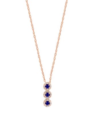 Sapphire (1/6 ct. t.w.) & Diamond (1/10 ct. t.w.) 18" Pendant Necklace in 14k Rose Gold (Also Available in Yellow Gold or White Gold)