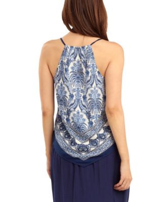 Women's Printed Triangle-Hem V-Neck Top