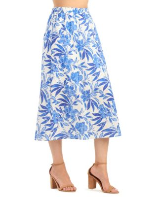 Women's Eyelet Print Pleated Pull-On Skirt