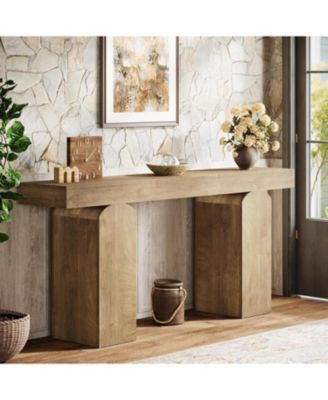 63" Long Entryway Table, Farmhouse Console Table with 2 Arched Pedestal Legs