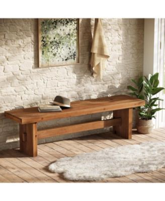 63" Long Solid Wood Entryway Bench