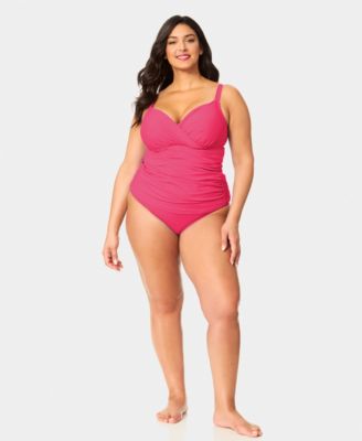 Plus Size Shirred Tankini Top