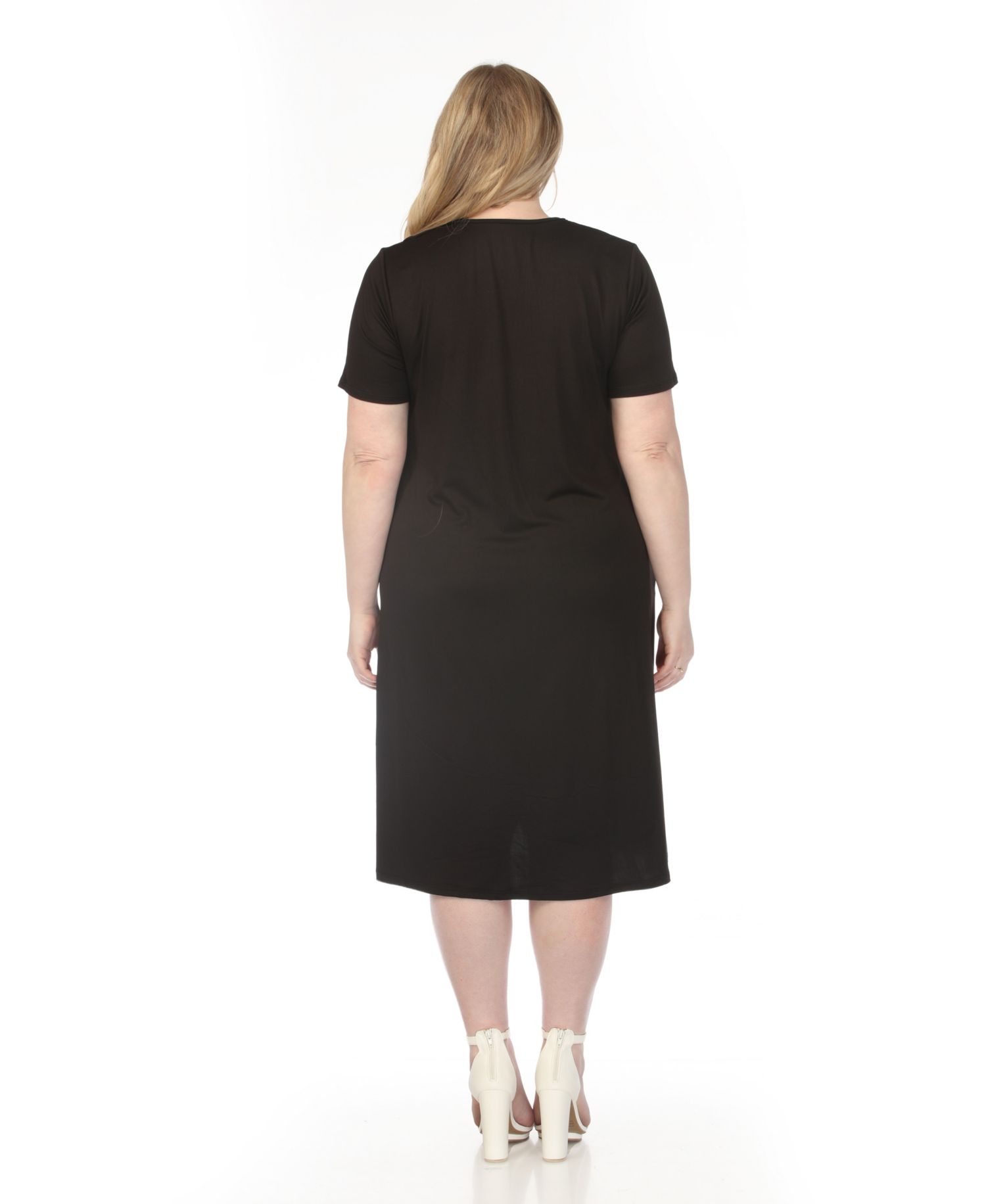 Plus Size Short-Sleeve Midi A-Line Dress
