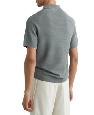 Men's Textured-Knit Half-Zip Polo Shirt