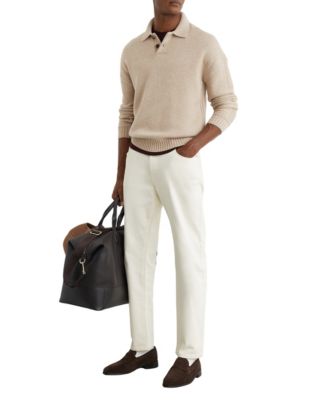 Men's Wool-Blend Half-Button Polo Jumper Sweater