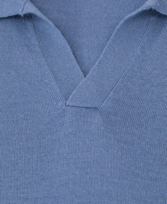 Men's Merino Wool Open-Collar Polo Shirt