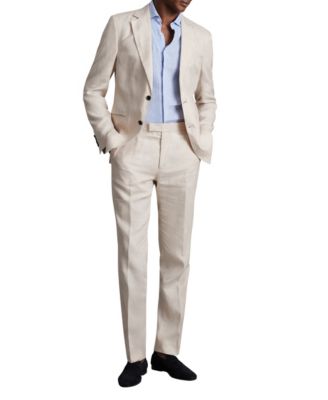 Men's Tailored-Fit Single-Breasted Linen Blazer