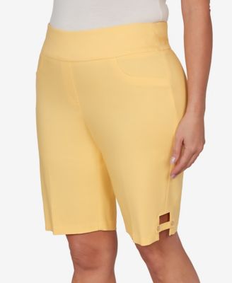 Plus Size Solid Tech Stretch Bermuda Shorts