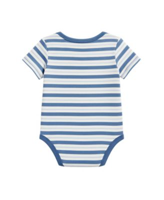 Baby Boys' Short-Sleeve Bodysuits with Crochet Whale Rattle, 2-Pack 