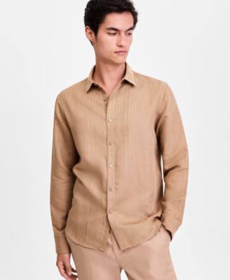 Men's Long-Sleeve Linen-Blend Stripe Dobby Shirt, Macy's Exclusive
