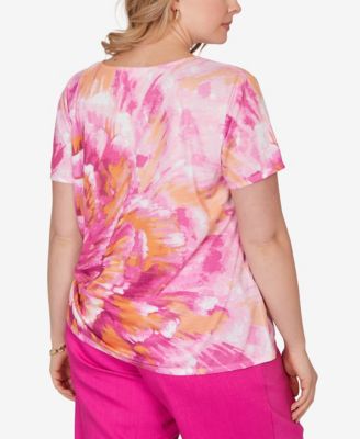 Plus Size Bold Watercolor Floral Knit Top