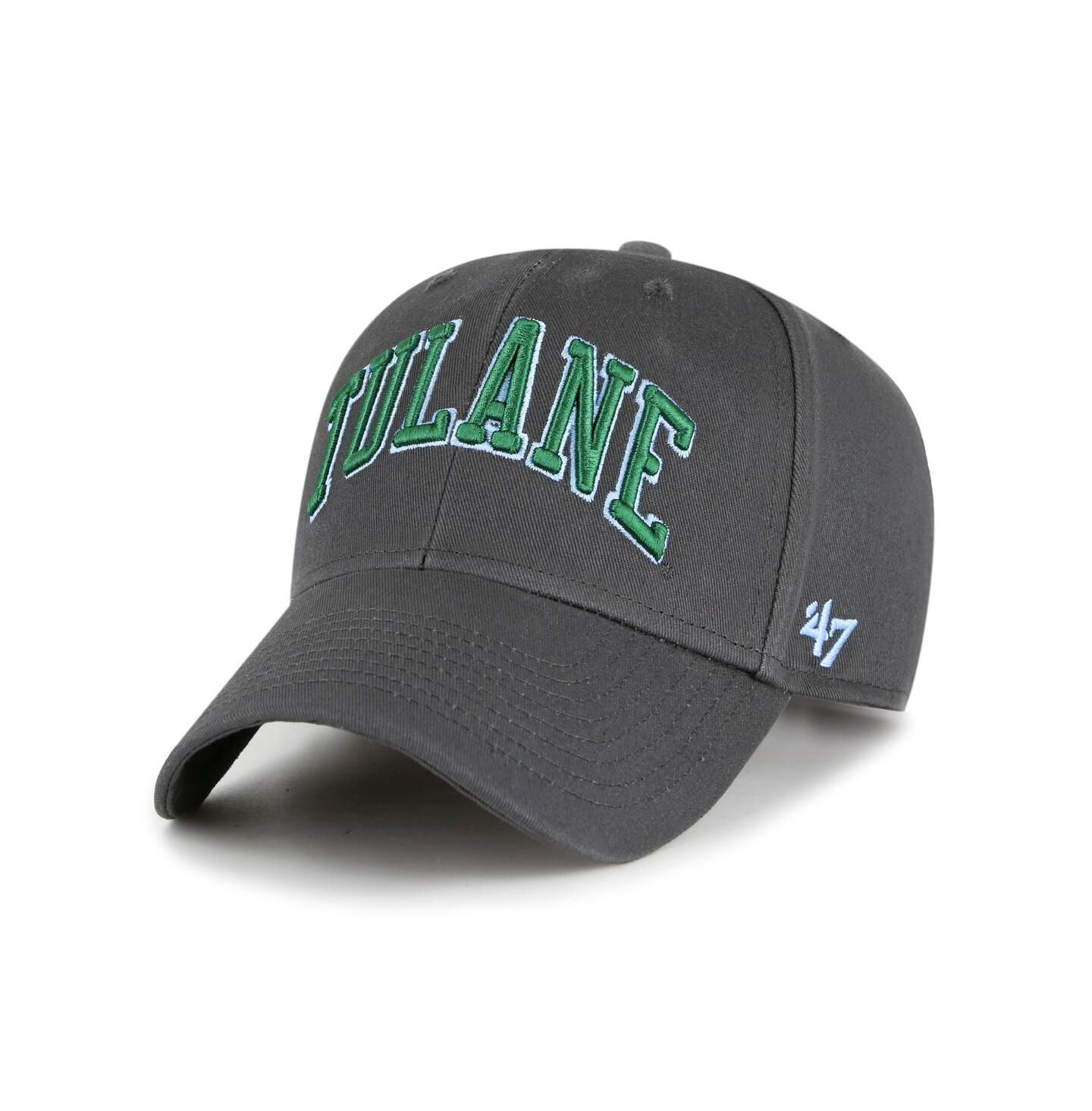 Мужская кепка '47 Brand Charcoal Tulane Green Wave Legend Lone Script MVP Adjustable Hat — фото 1