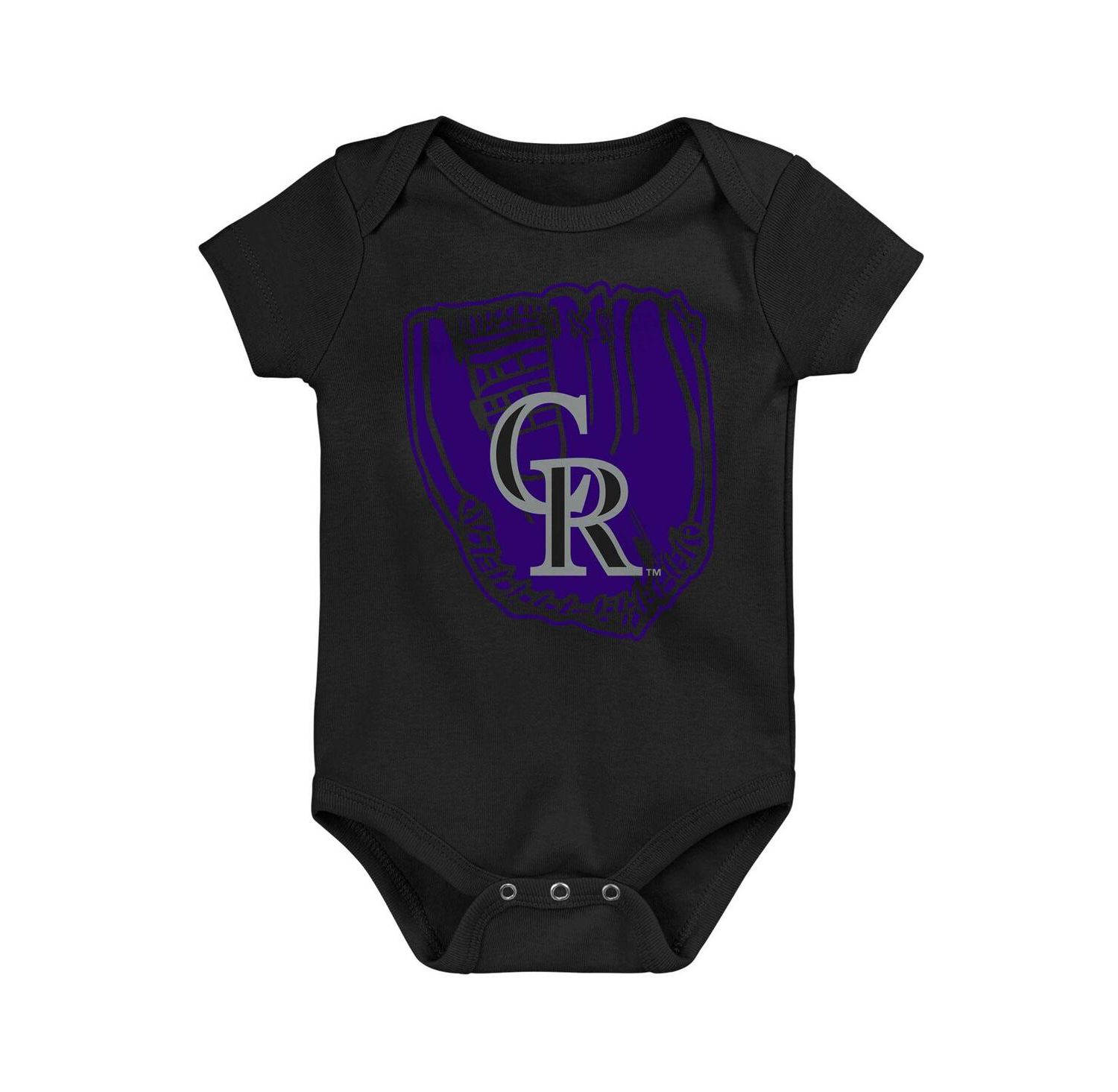 Baby Boys and Girls 3-Pack Purple/Black/White Colorado Rockies Minor League Player Bodysuit Set