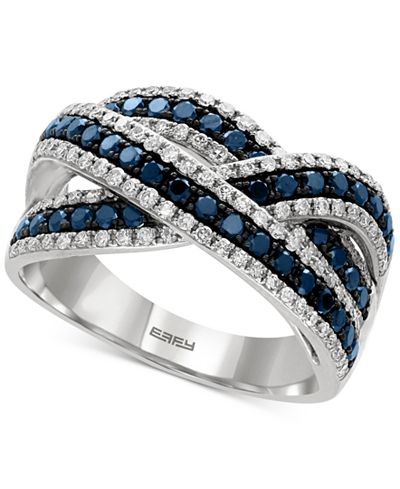 EFFY® Blue and White Diamond Ring (1 ct. t.w.) in 14k ...