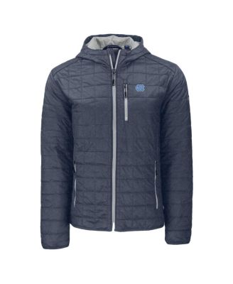 Men's&nbsp;Cutter & Buck Anthracite North Carolina Tar Heels Rainier Eco PrimaLoft Hooded Full-Zip Jacket