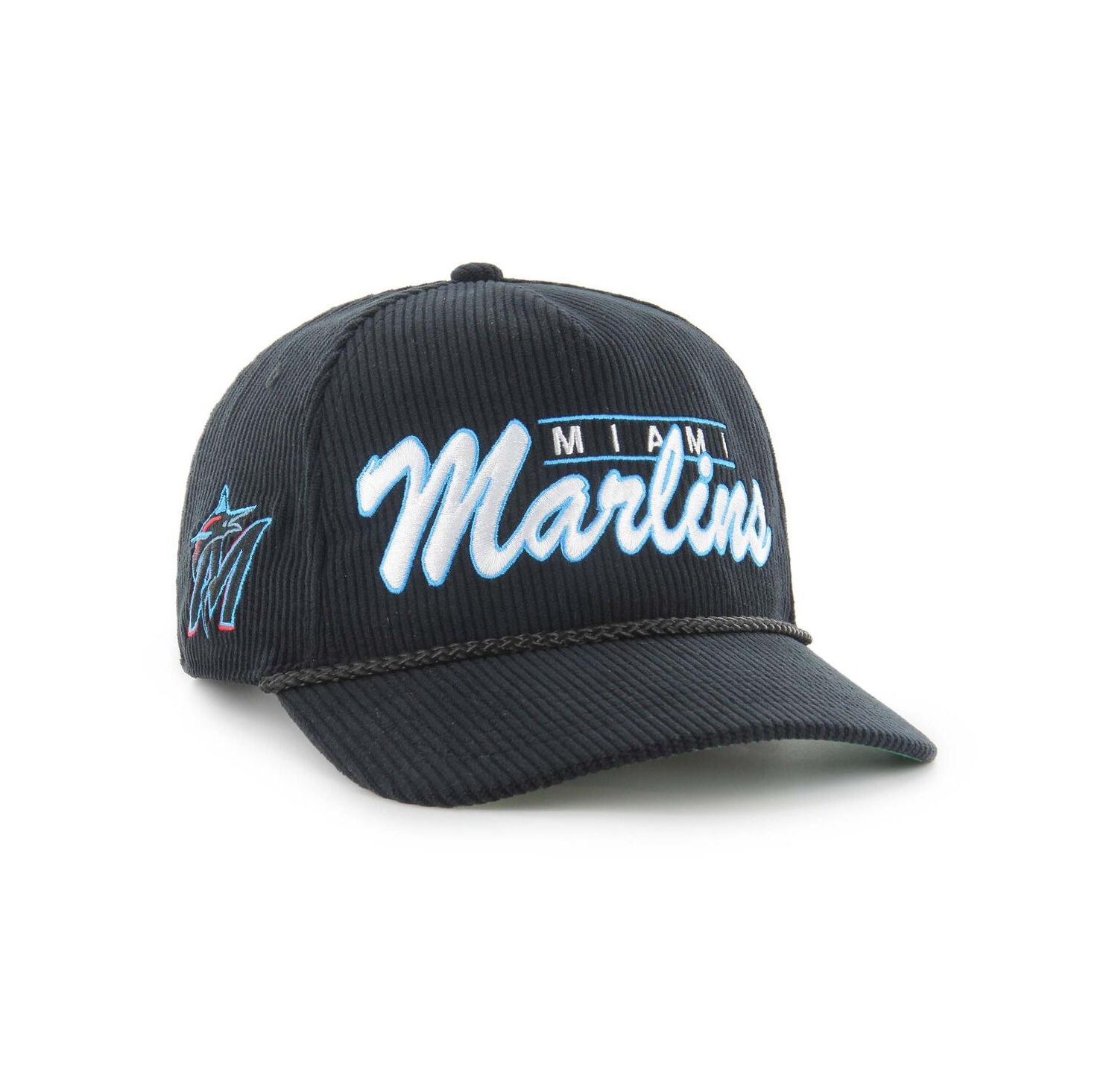 Men's Black Miami Marlins Corduroy Hitch Adjustable Hat