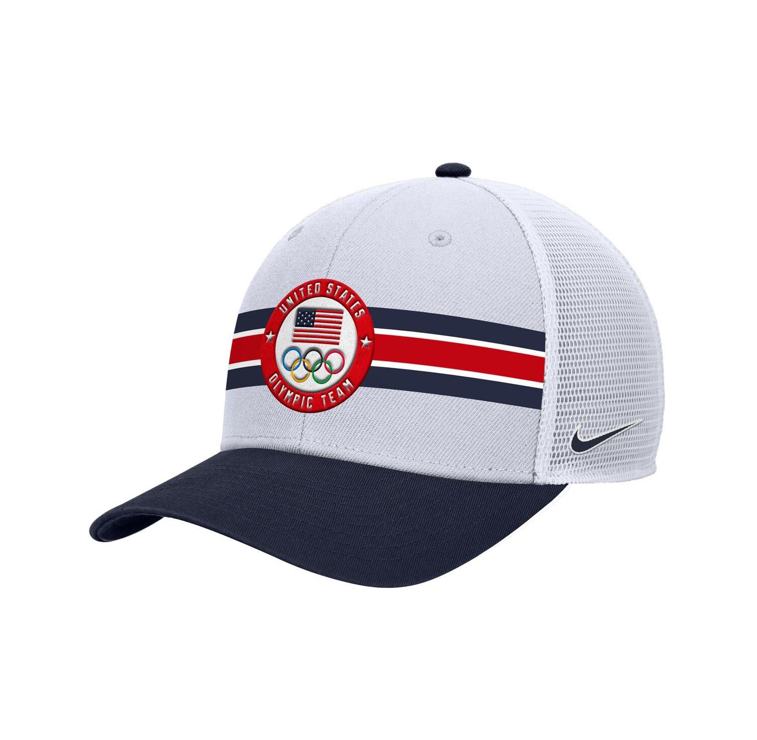 Men's White Team USA Rise Color Block Trucker Adjustable Hat