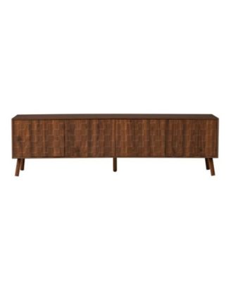 70 inch Modern Cabinet TV Stand with Solid Wood Legs, Soft Closing Hinges and Cable Management