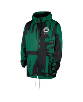 Men's Black/Kelly Green Boston Celtics Courtside Club Premium Woven Full-Zip Hooded Jacket