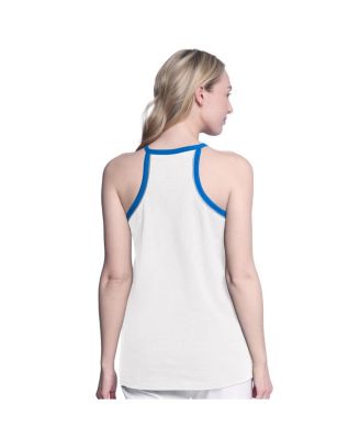 Women's White Dallas Mavericks Curveball Racerback Scoop Neck Slub Tank Top