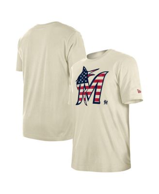 Men's Cream Miami Marlins Americana Flag Fill T-Shirt