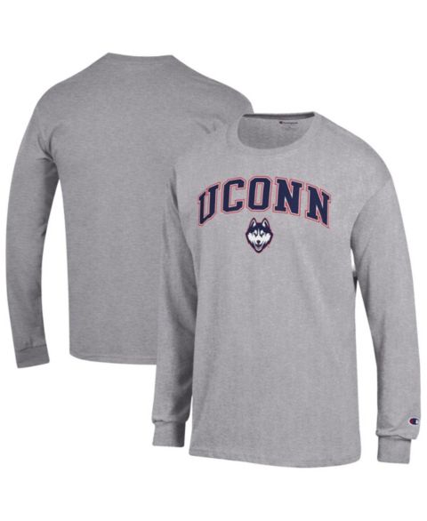 Мужская футболка Champion Heather Gray UConn Huskies Arch Over Logo Long Sleeve, цвет: Меланжевый серый