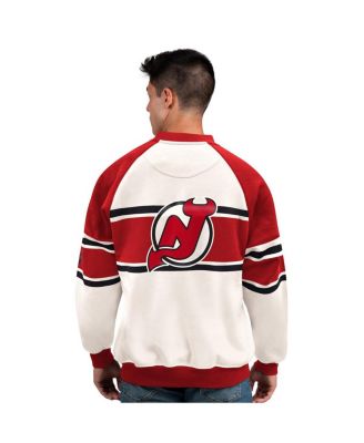 Men's White New Jersey Devils Defense Fleece Crewneck Sweatshirt