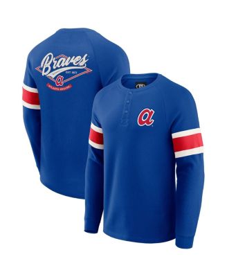 Darius Rucker Collection By Men's Royal Atlanta Braves Waffle-Knit Raglan Long Sleeve Henley T-Shirt