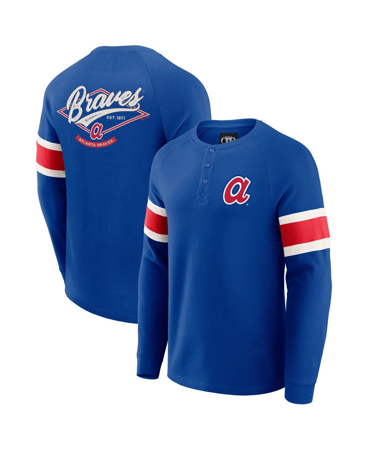 Darius Rucker Collection By Fanatics Men's Royal Atlanta Braves Waffle-Knit Raglan Long Sleeve Henley T-Shirt - Royal