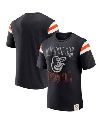 Darius Rucker Collection By Men's Black Baltimore Orioles Distressed Sleeve Stripe T-Shirt
